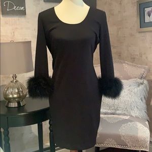 Calvin Klein Cocktail Dress w/ Feather Detail